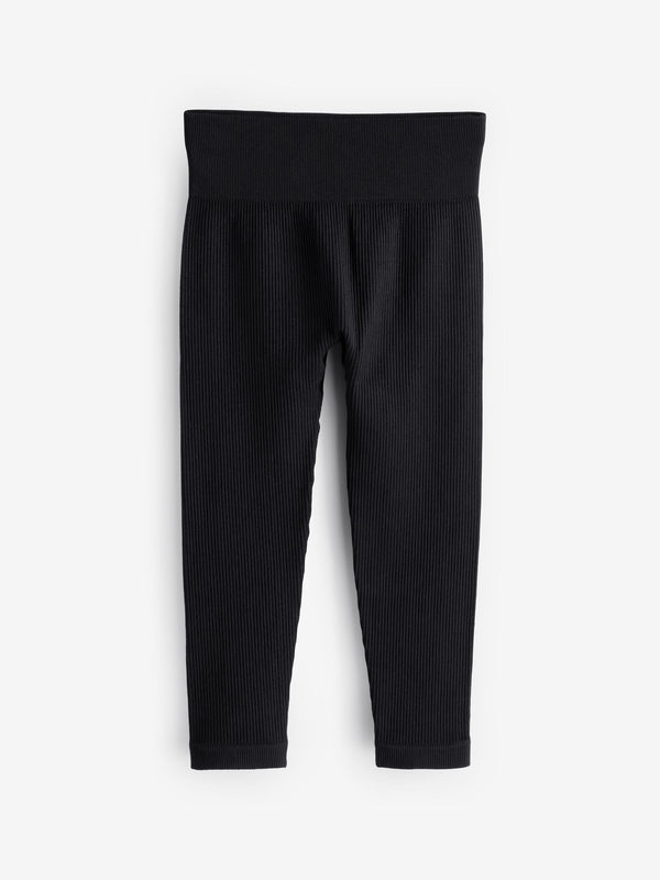 Black Seamless Ribbed High Waist Leggings (3-16yrs)