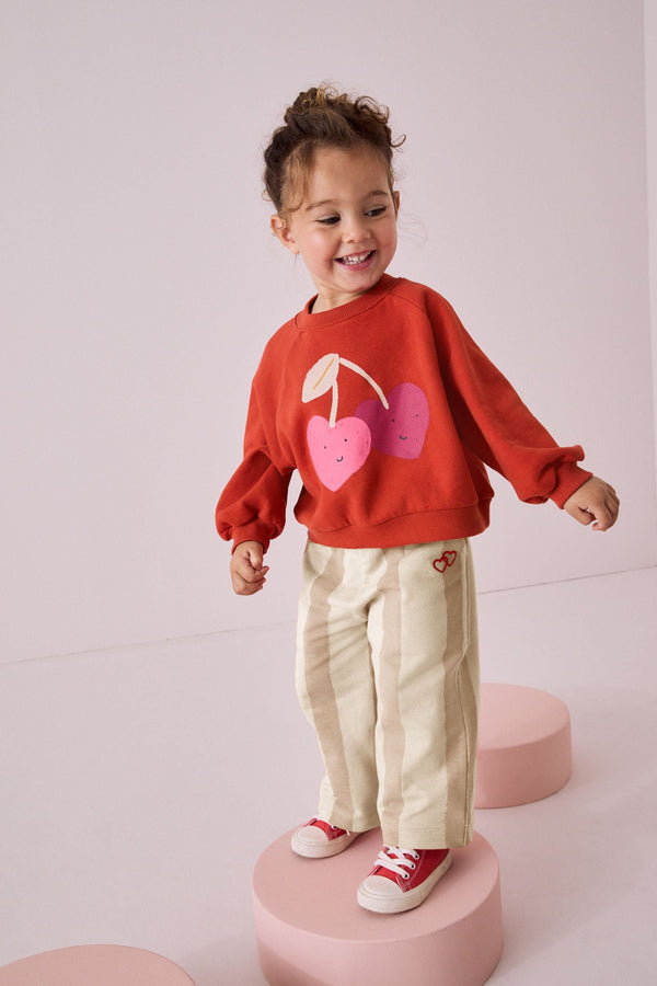 Red Printed Sweatshirt and Wide Leg Set (3mths-7yrs)