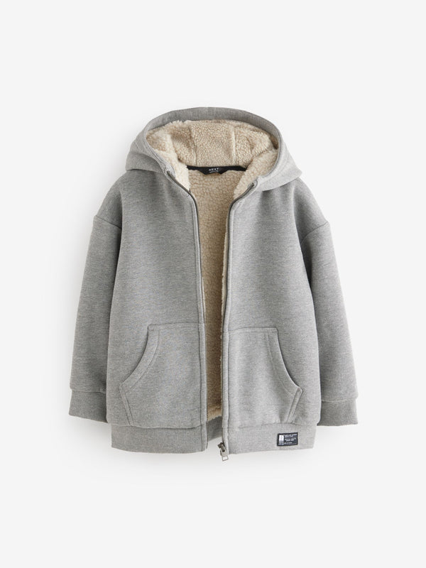 Charcoal Grey Fleece Lined Zip Through Hoodie (3-16yrs)