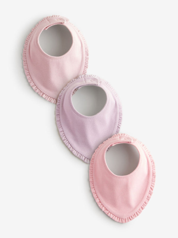 Pink Frill Baby 100% Cotton Bibs 3 Pack