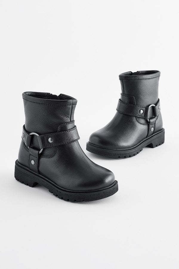 Black Leather Biker Boots