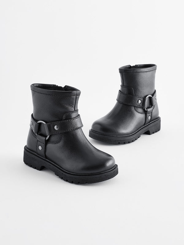 Black Leather Biker Boots