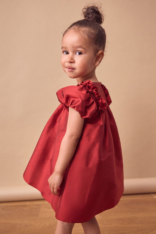 Red Taffeta Ruffle Party Dress (3mths-8yrs)