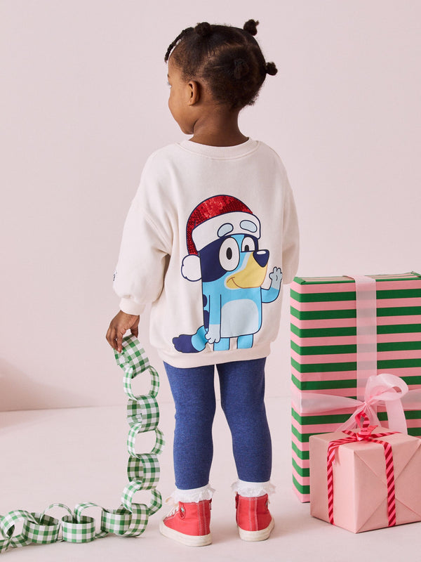 Cream Bluey Christmas Sweatshirt and Leggings Set (3mths-7yrs)