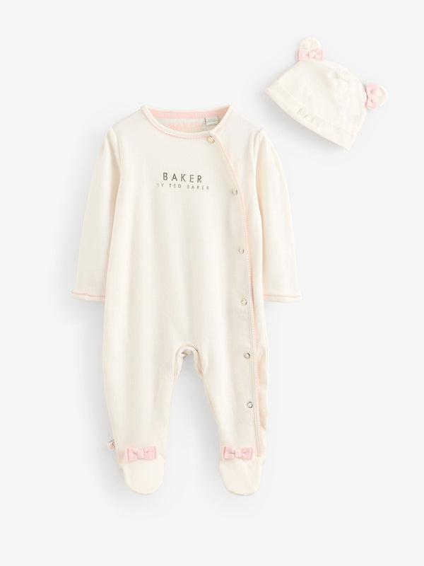 Baker by Ted Baker 2 Piece 100% Cotton Printed Sleepsuit & Hat Set