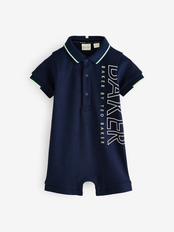 Baker by Ted Baker Navy Graphic 100% Cotton Romper