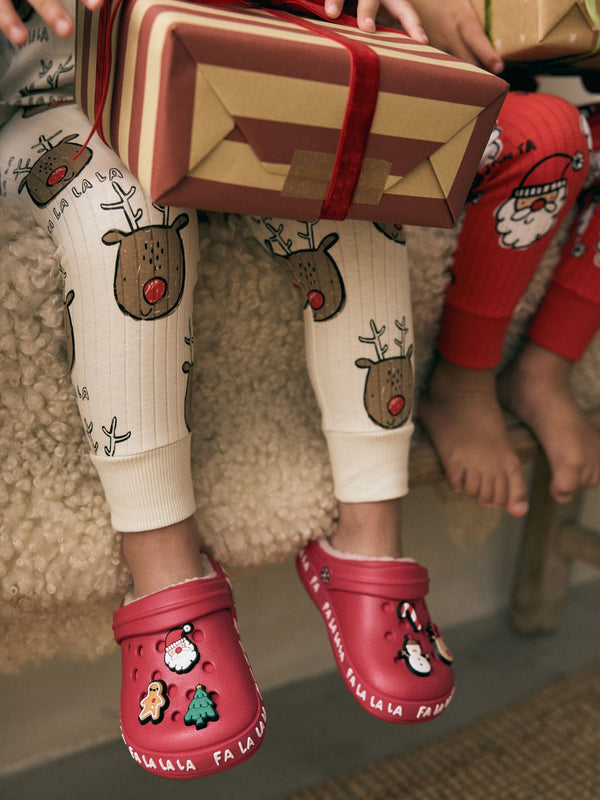 Red Christmas Lined Clog Slippers