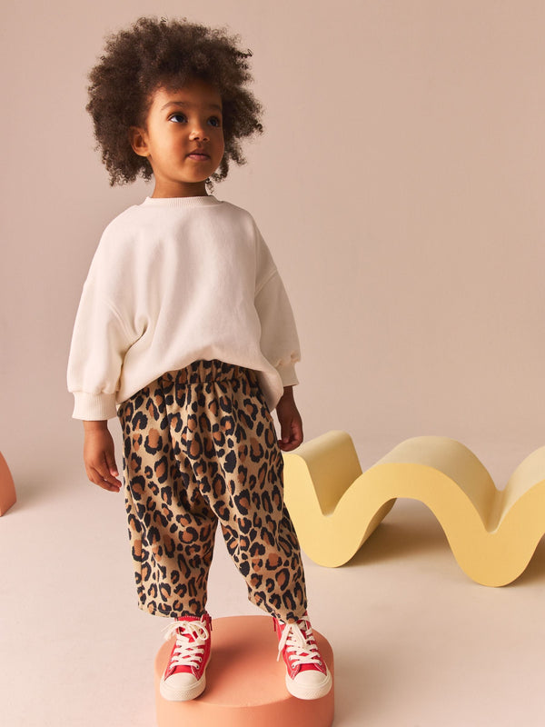 Animal Leopard Print Textured Podgey Trousers (3mths-7yrs)