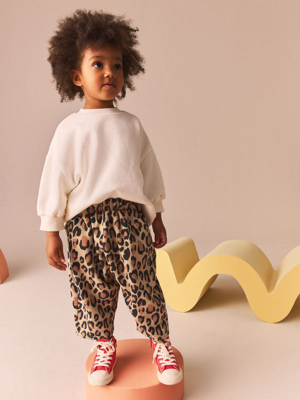 Animal Leopard Print Textured Barrel Leg Trousers (3mths-7yrs)