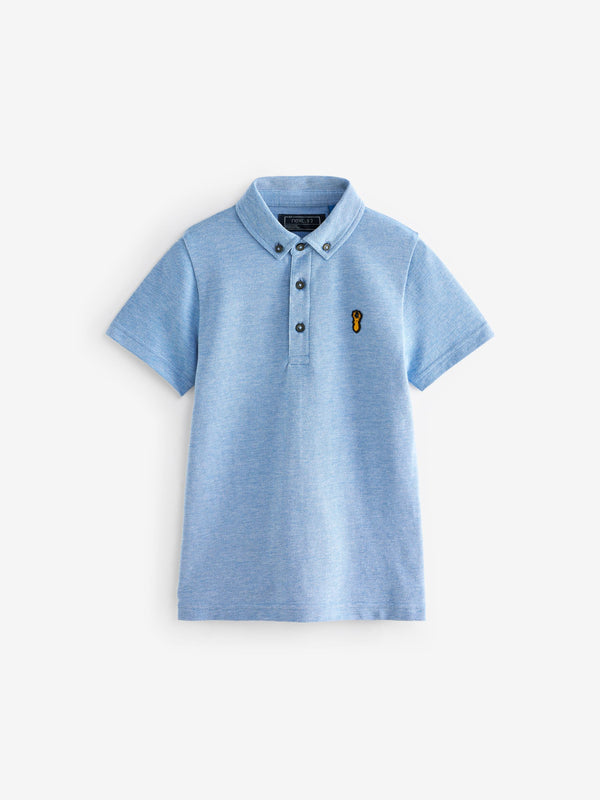 Blue Marl Short Sleeve Polo Shirt (3-16yrs)