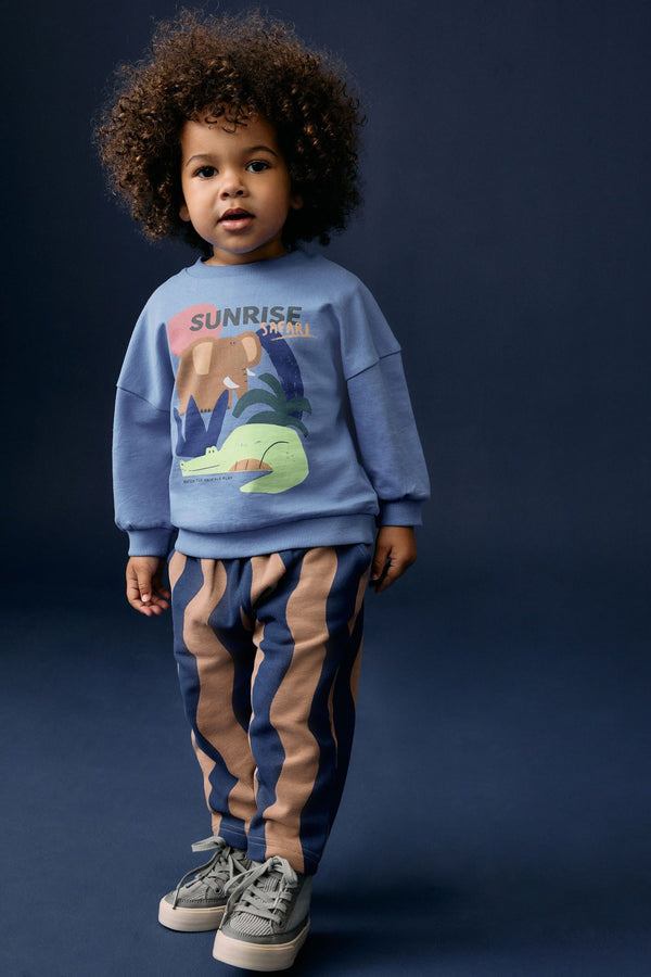 Blue Safari Long Sleeve 100% Cotton Top and Joggers Set (3mths-7yrs)