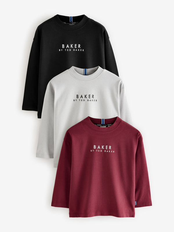 Baker by Ted Baker Cotton Long Sleeve T-Shirts 3 Pack
