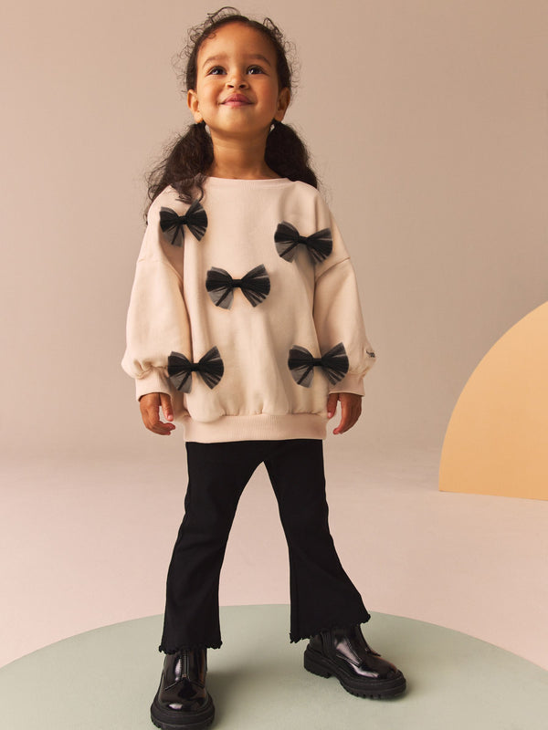 Cream Bow Sweatshirt And Flare Set (3mths-7yrs)