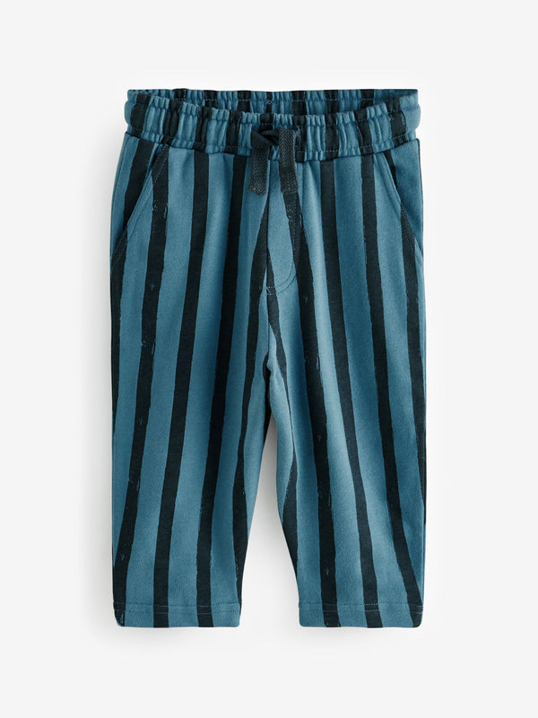 Blue/Black 100% Cotton Stripe Jersey Joggers (3mths-7yrs)