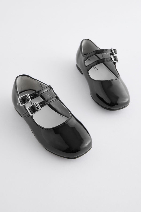 Black Patent Double Strap Shoes