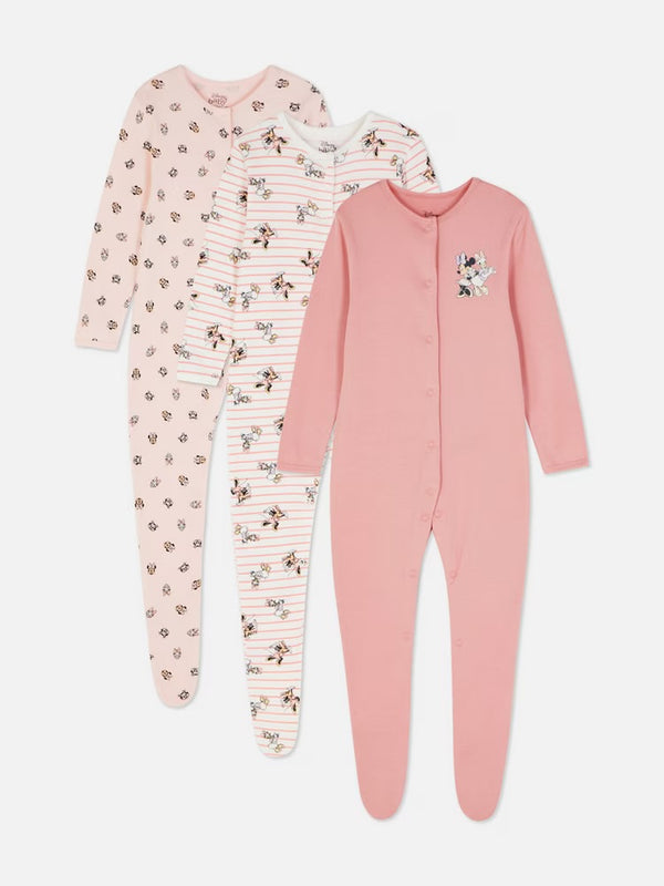 Primark Disney minnee 3 pk sleepsuit