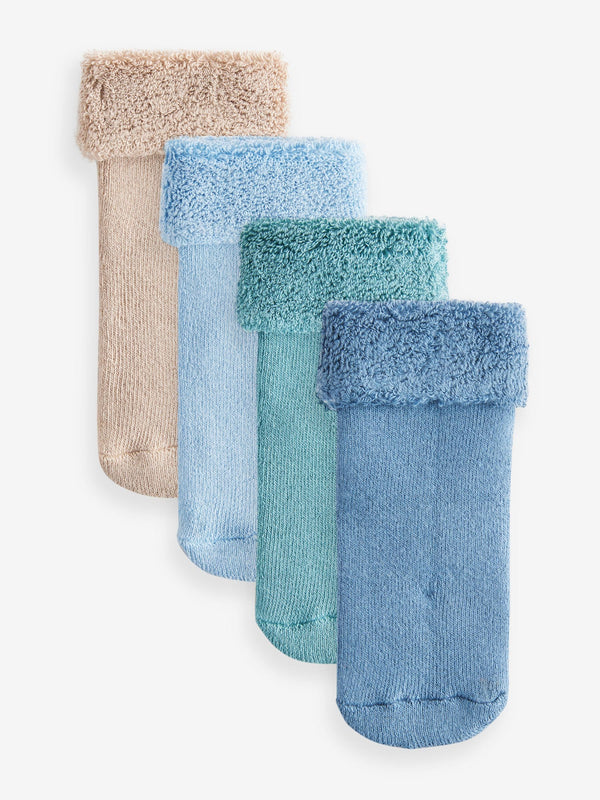 Blue Towelling Socks 4 Pack (0mths-2yrs)