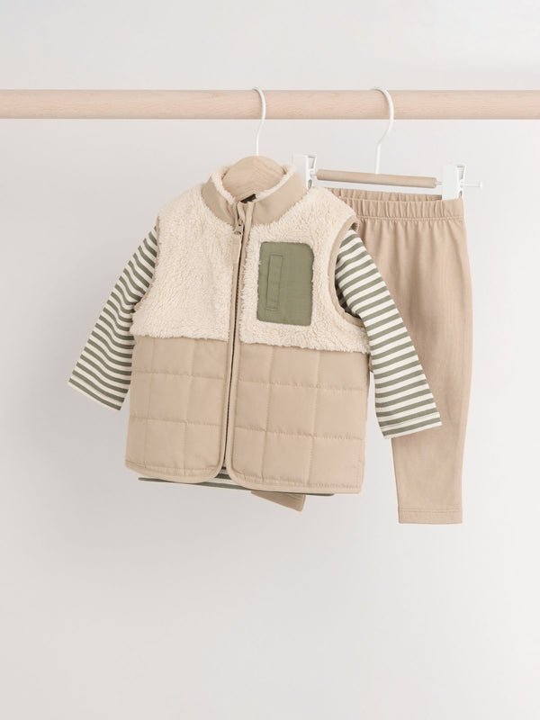 Neutral Gilet and Leggings Baby 3 Piece Set