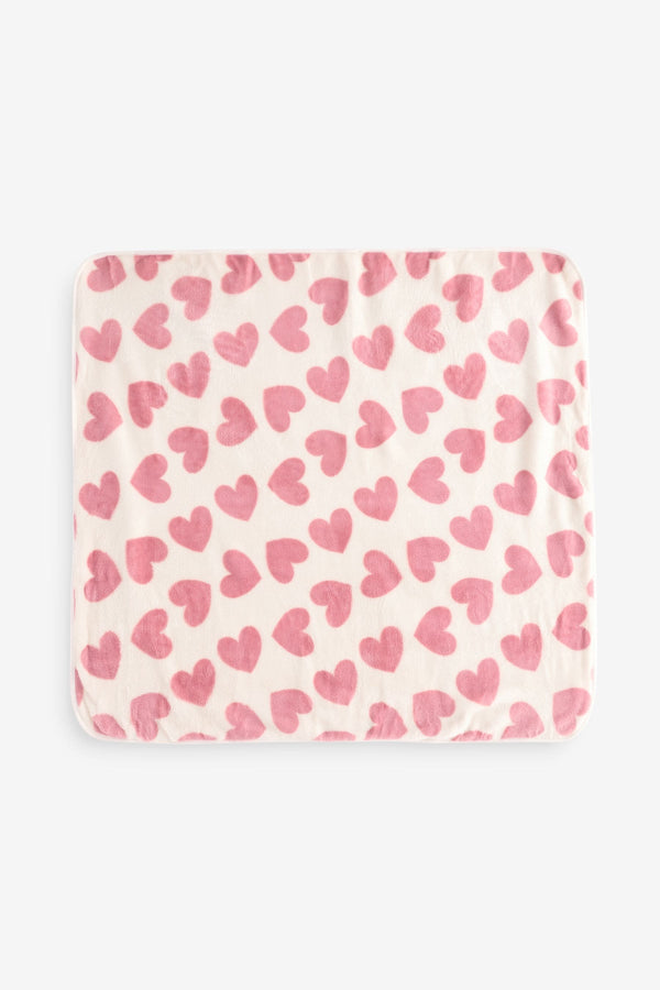 Pink Heart Fleece Baby Blanket