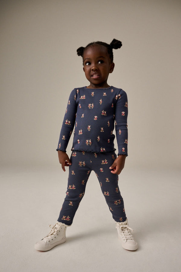 Navy Bunny Cotton Rich Long Sleeve Rib T-Shirt (3mths-7yrs)