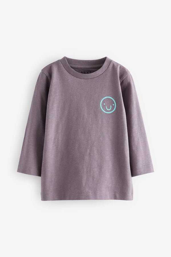 Lilac Purple Face 100% Cotton Long Sleeve Semi Plain T-Shirt (3mths-7yrs)