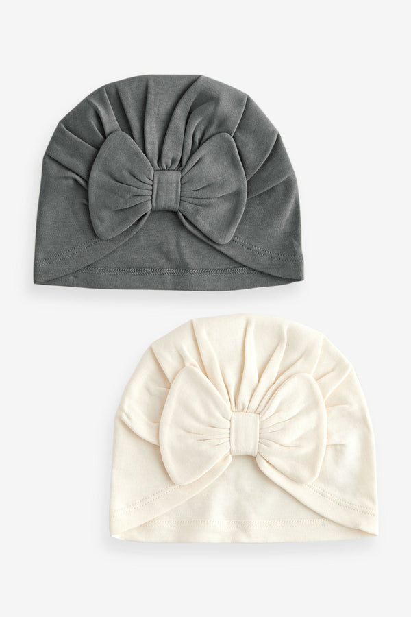 Monochrome Baby Bow Turban Hats 2 Pack (0-18mths)