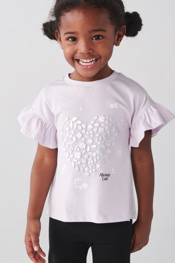 River Island Mini Girls Heart Embossed T-Shirt