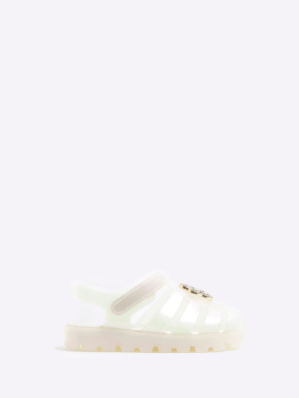 River Island White Girls Rainbow Flower Jelly Sandals