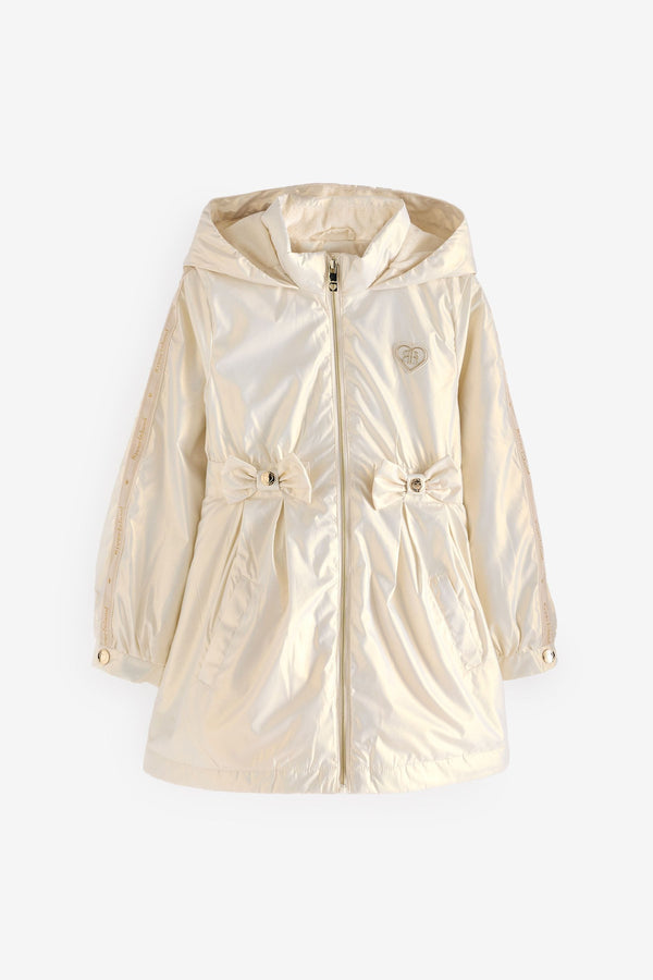 River Island Cream Girls Cinched Waist Raincoat