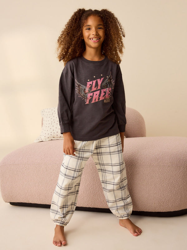 Charcoal Grey Woven Graphic 100% Cotton Pyjamas 1 Pack (3-16yrs)