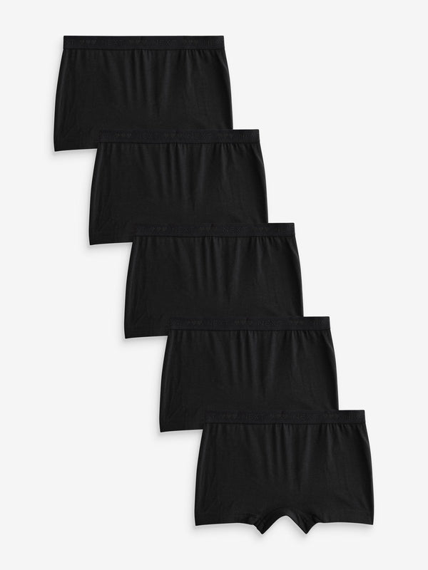 Black Boxer Short Briefs 5 Pack (2-16yrs)