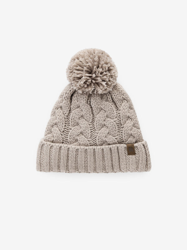 Neutral Cable Knit Pom Hat (1-16yrs)