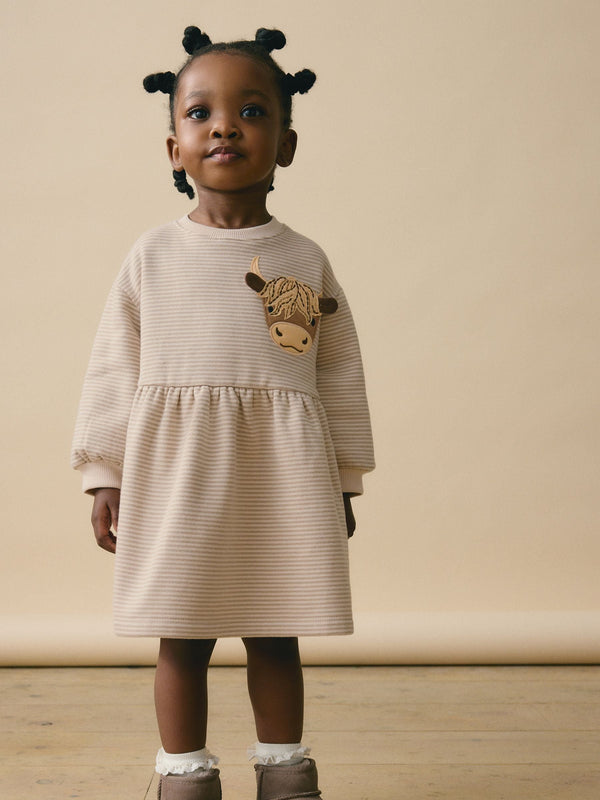 Cream Long Sleeve Jumper Dress (3mths-7yrs)