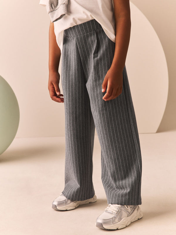 Grey Pinstripe Wide Leg Trousers (3-16yrs)