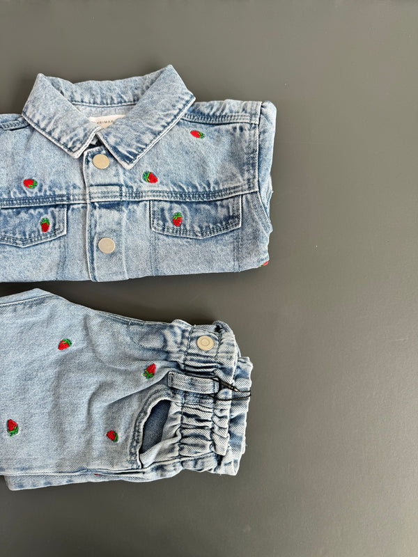 Primark strawberry denim embroidered jacket