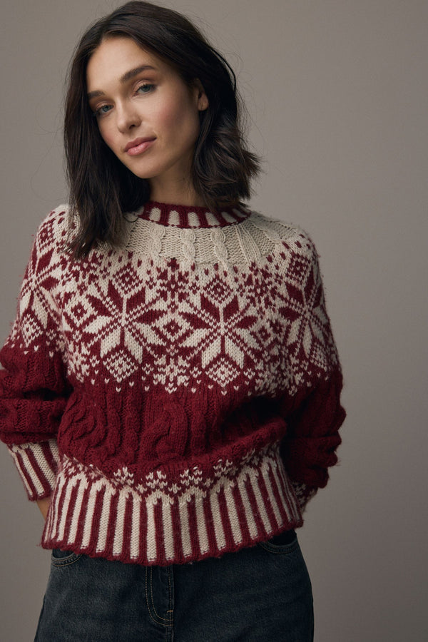 Red Fairisle Pattern Knitted Christmas Jumper