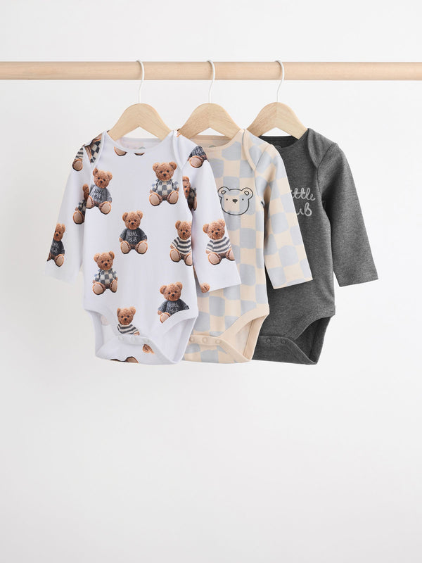 Blue 3 Pack Baby Long Sleeve Bodysuits 3 Pack
