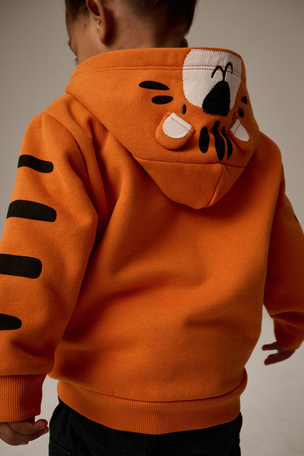 Orange Tiger Character Zip Through Hoodie (3mths-7yrs)