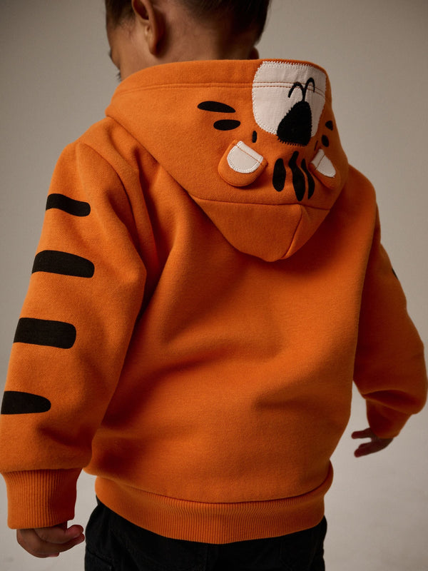 Orange Tiger Character Zip Through Hoodie (3mths-7yrs)