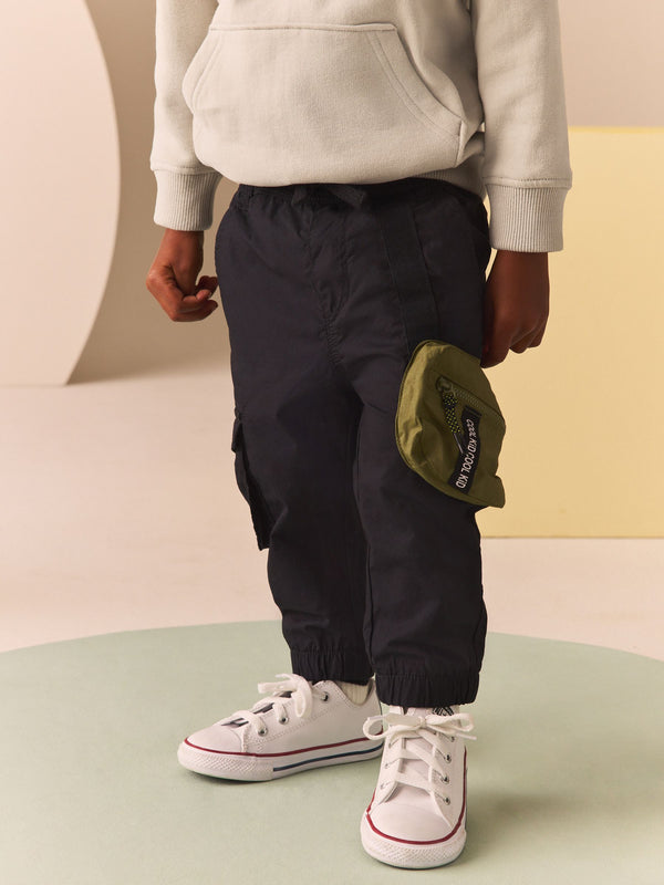 Black Bumbag Lined 100% Cotton Cargo Trousers (3mths-7yrs)