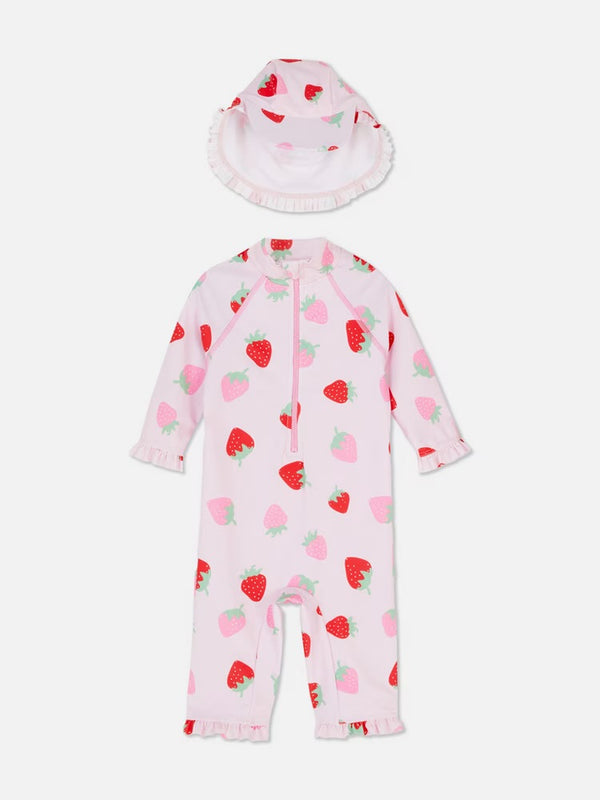 Primark strawberry swimsuit with hat