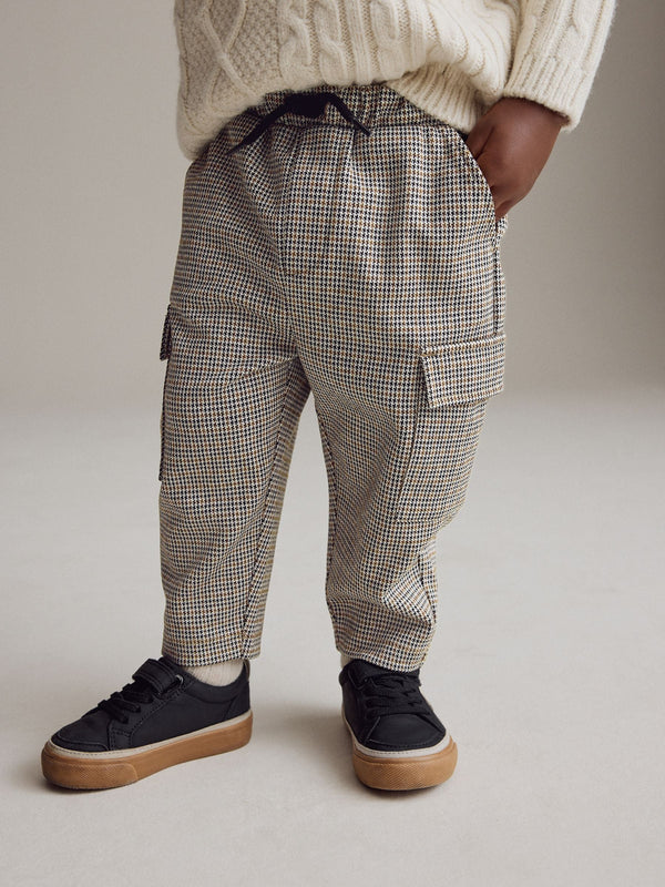 Brown Dogtooth Cargo Jersey Joggers (3mths-7yrs)