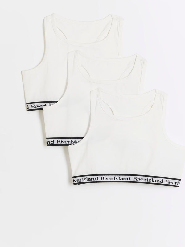 River Island White Crop Tops Pack of 3