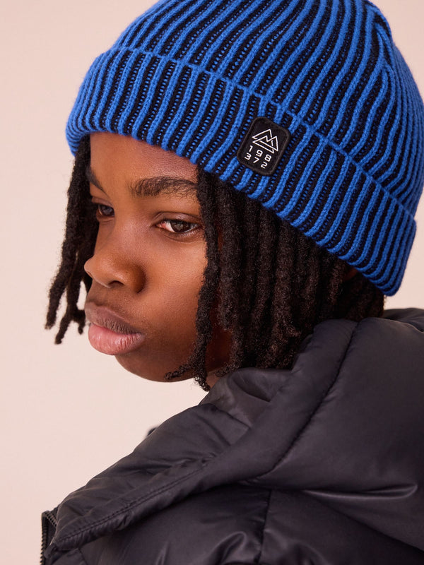 Cobalt Blue Plated Knitted Beanie Hat (1-16yrs)