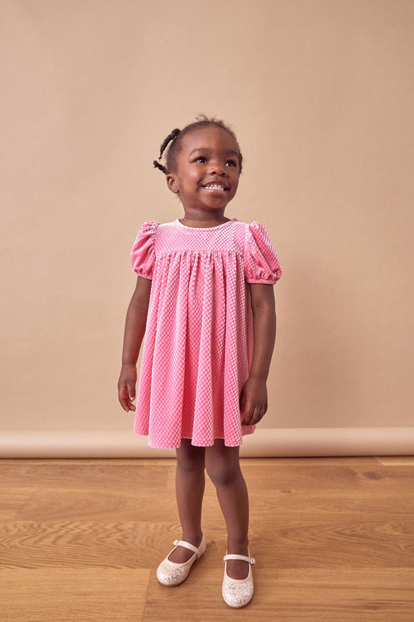 Pink Textured Velvet Party Dress (3mths-10yrs)