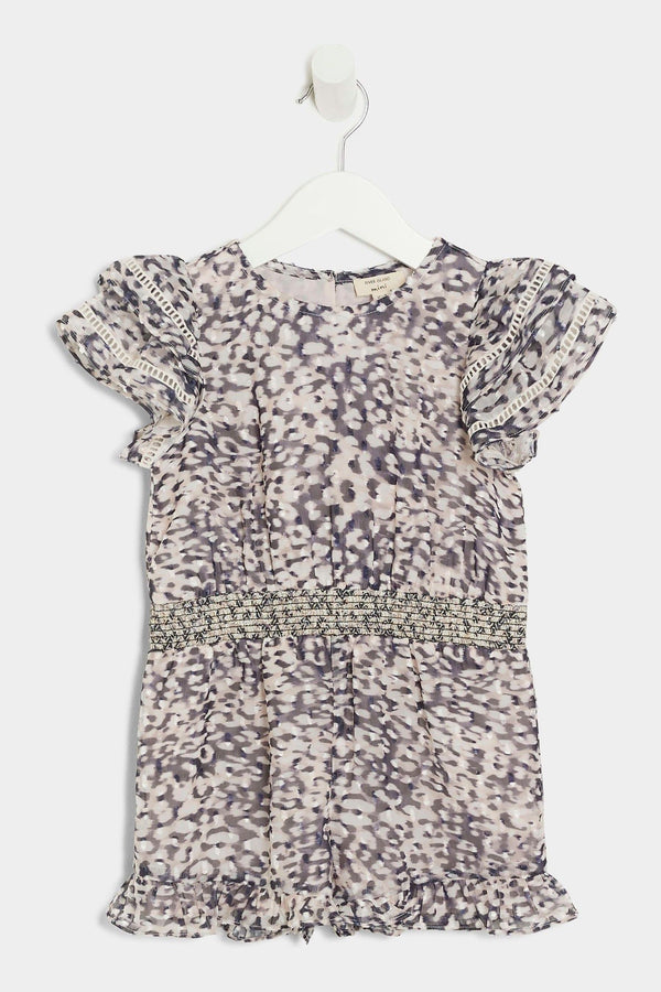 River Island Girls Chiffon Leopard Print Playsuit