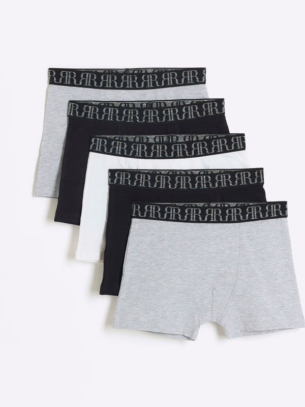 River Island Grey Marl 100% Cotton Boxers 5 Pack
