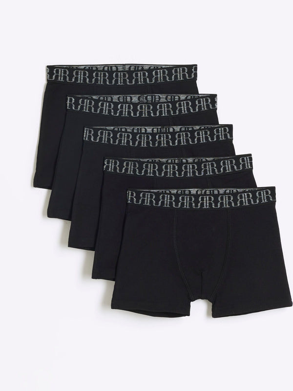 River Island Black 100% Cotton Boxers 5 Pack