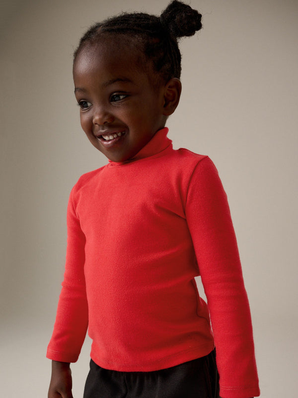 Red Brushed Long Sleeve Roll Neck Top (3mths-7yrs)