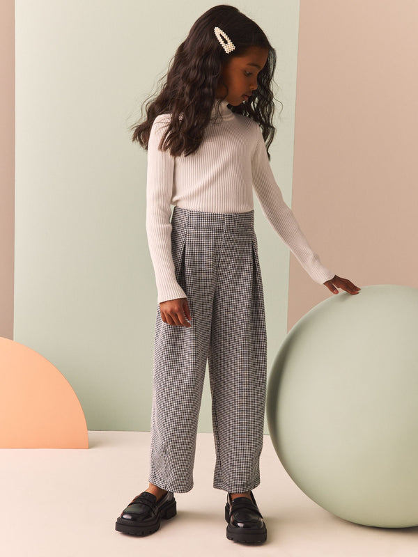 Black/White Check Barrel Trousers (3-16yrs)